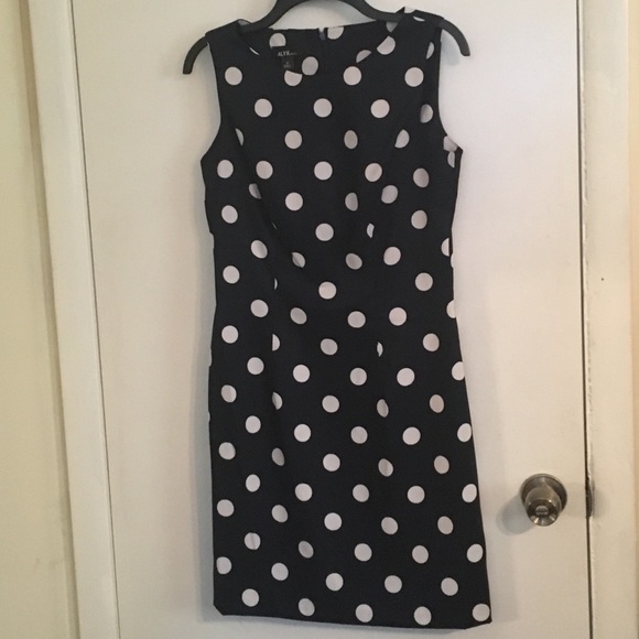 Alyx Dresses & Skirts - Navy Polka Dot Sheath Dress